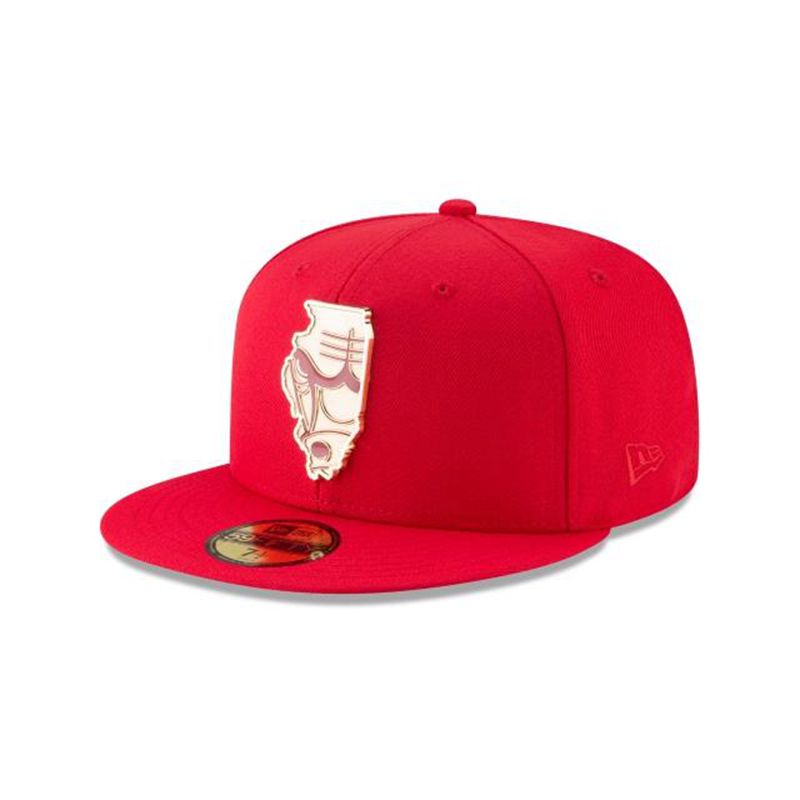 NBA Chicago Bulls Gold Stated 59Fifty Fitted (HAT1488) - Black New Era Caps